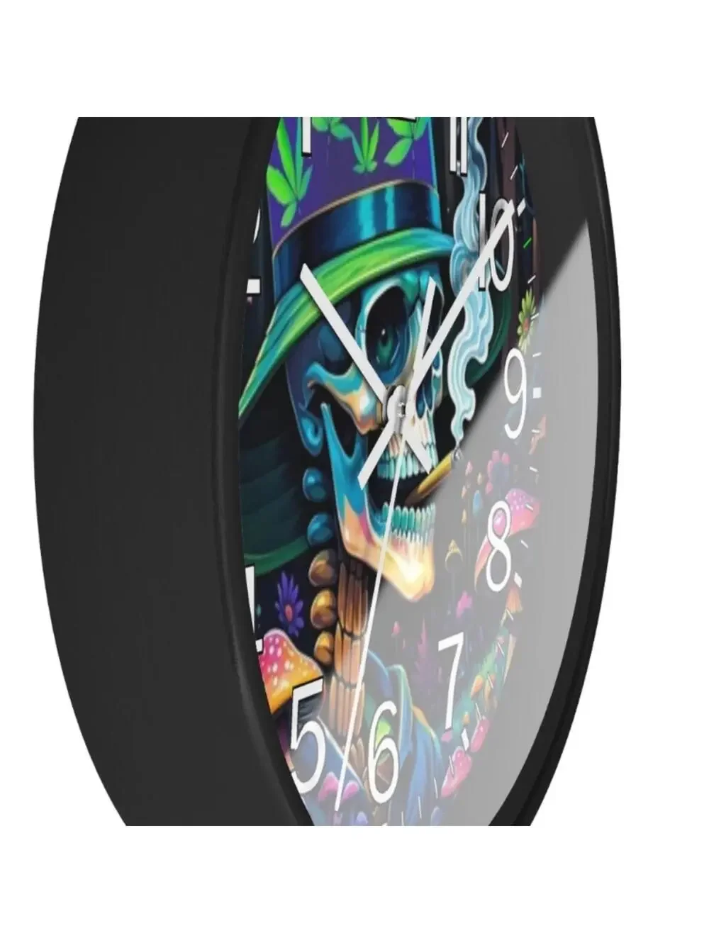 REVERSE TICKING CLOCK Psychedelic Blacklight Glow In The Dark Wall Clock New!